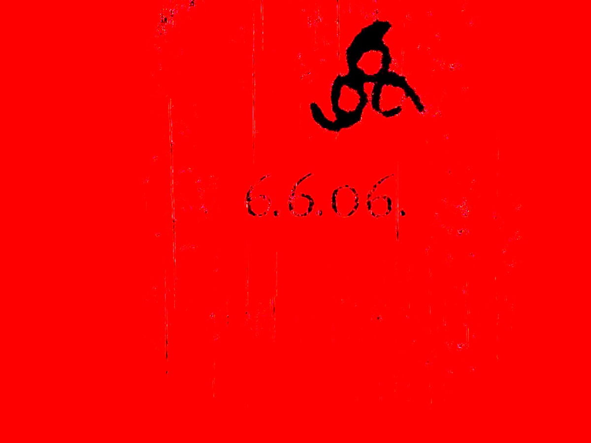 Darmowe tapeta na pulpit HD : czerwone, czarne, plakat, abstrakcyjne, pismo odręczne (scena z filmu "Omen")